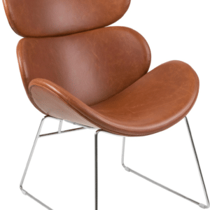 Loungestol Signature Cavo, PU Vintage cognac, krom slædestel, H57ÃB69ÃD50 cm